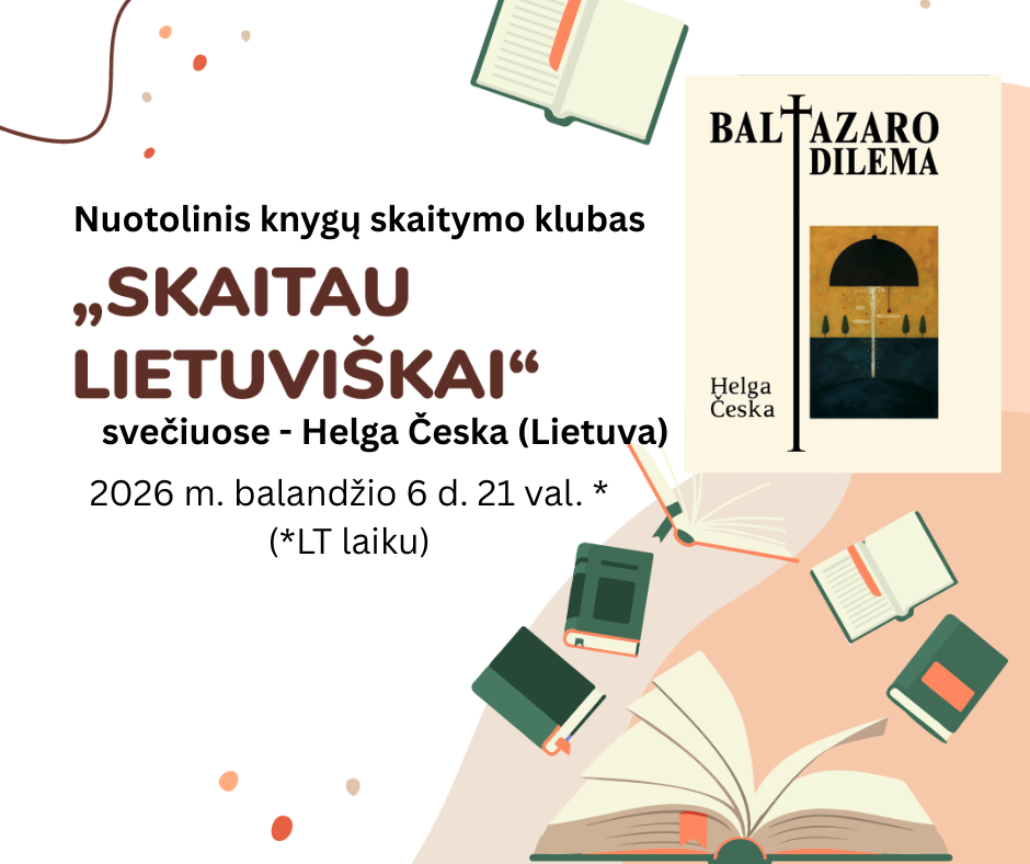 Kvietimas į "Skaitua lietuviškai" knygų klubo susitikimą su Helga Česka
