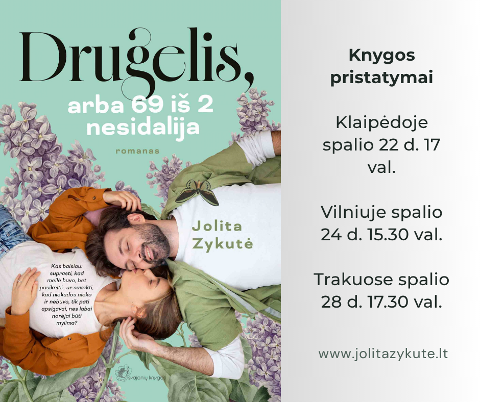 Romano "Drugelis, arba 69 iš 2 nesidalija" pristatymo renginiai Lietuvoje 2026 m. spalio mėn.